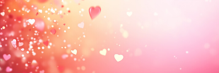 Hearts of various sizes gently float across a soft, vibrant background. Generative AI