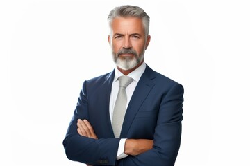 Studio portrait of a mature businessman with crossed arms, exuding confidence and professionalism