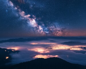 Fototapeta premium Breathtaking Starry Sky Over Dolomites at Night