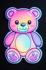 Obraz premium Cute Pastel Teddy Bear Sticker Art