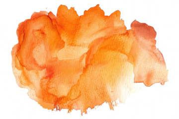 Orange color watercolor stain isolated on white or transparent background