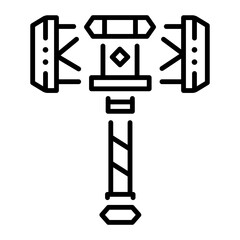 Ancient hammer icon in linear style 