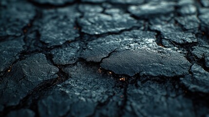 Cracked dark surface with glowing embers.