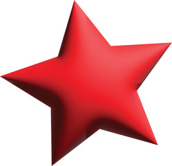 Obraz premium Red color 3d star icon on transparent background.