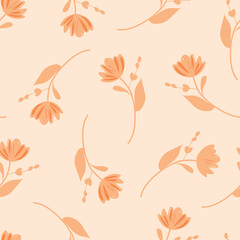 Gender neutral small flowers seamless vector background. Simple whimsical two tone pattern. Kids nursery wallpaper or scandinavian decor