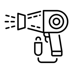A line style icon of a hair dryer 