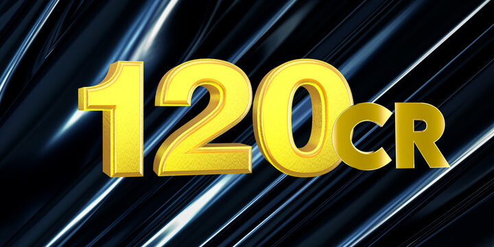 3d golden 120cr isolated on background. 3d illustration.
