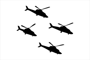 Fototapeta premium Helicopter Silhouette Collection set and high details