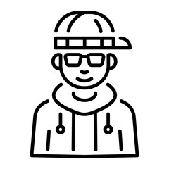 Linear icon of a boy doing street fashion 