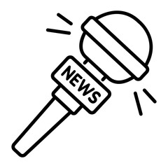 A line style icon of news microphone 