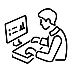 Online reporting character icon in line style 