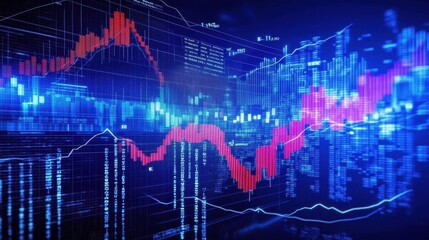 Business-themed background with a stock chart, corporate icons, and economic data, dynamic market trends.