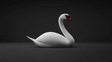 Fototapeta premium Elegant White Swan in Minimalist Low-Poly Style