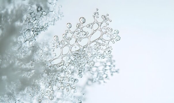 Intricate water droplet structure resembling a snowflake or crystal.