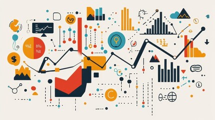 Business-themed background with a stock chart, corporate icons, and economic data, dynamic market trends.