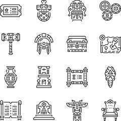 Collection of Linear Style Historical Icons 

