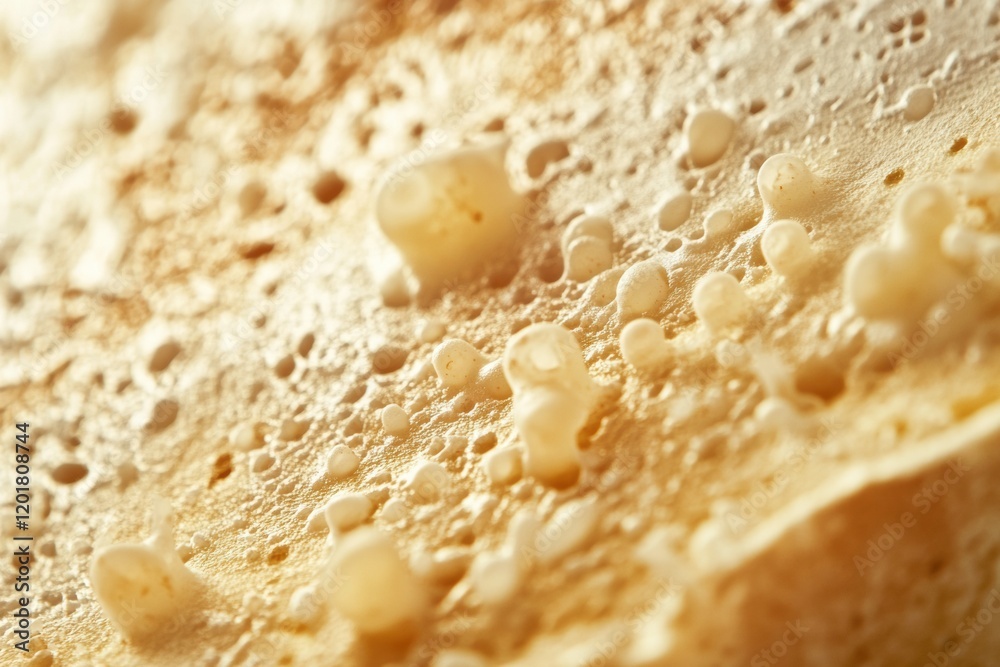 Aufkleber Close up view of bacteria growth on a piece of cheese illustrating microbial activity and texture details. Generative AI