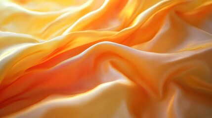 Obraz premium Bright cheerful yellow-orange gradient fabric flowing gently, capturing light and creating a warm, inviting atmosphere perfect for creative projects or cozy settings