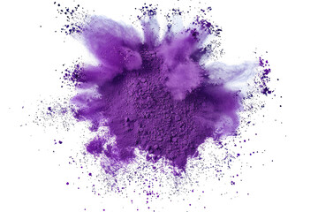 Fototapeta premium Purple powder explosion isolated on white or transparent background