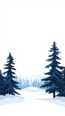Obraz premium Tranquil Winter Landscape with Snow-Covered Trees and Serene Pathway Under Clear Blue Sky
