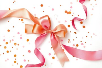Colorful ribbons on a white background, representing the concept of celebrations such as holidays, birthdays, and name days.