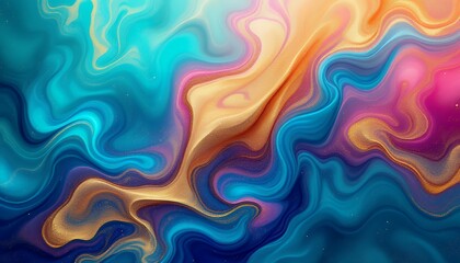 Fototapeta premium Vibrant Abstract Fluid Art Painting Blue Gold Pink