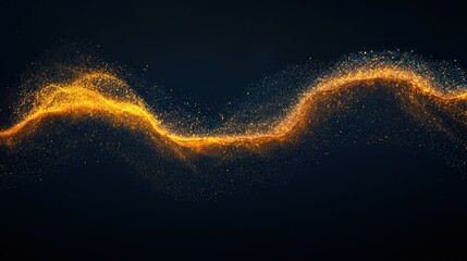 Fototapeta premium Glowing Golden Wave Abstract Background: Ethereal Particles Flowing on Dark Canvas