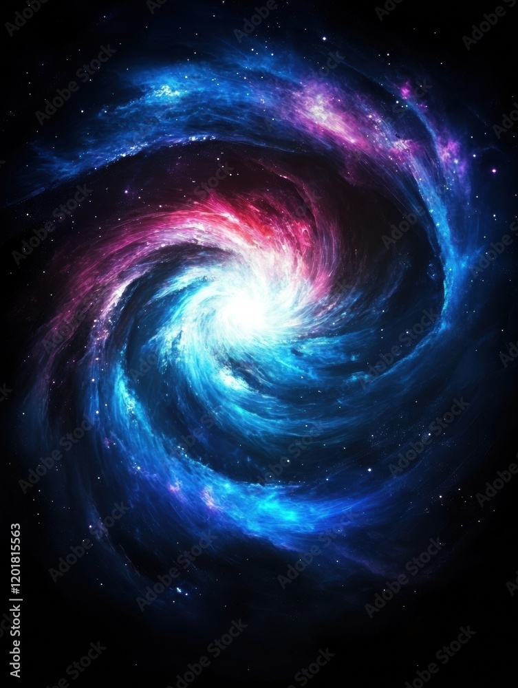 Poster colorful galaxy features swirling nebula and glowing planets in a vibrant cosmic display. generative