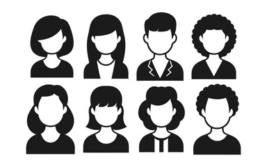 Profile avatars set silhouettes with white background