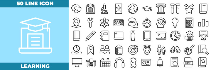 Learning Line Editable Icons set