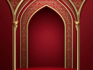 Elegant Red And Gold Archway Interior Design