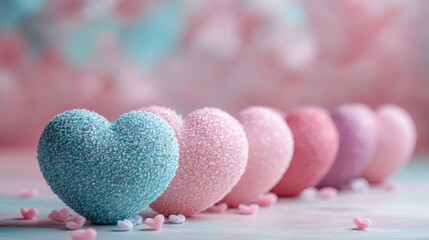 Obraz premium Pink background with hearts in romantic colors