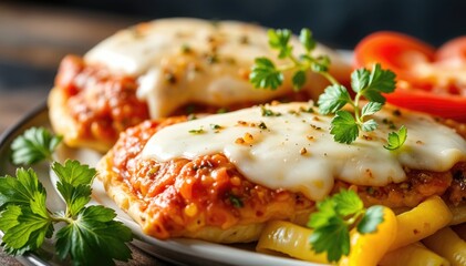 Baked chicken breast with tomato sauce and melted cheese delicious and easy recipe