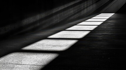 Shadow cast on a white background creates a stark contrast with the surroundings, emphasizing the play of light and darkness in a minimalist setting