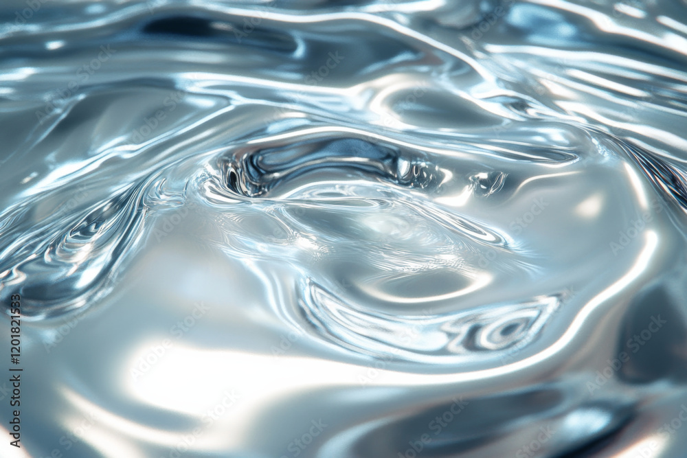 Poster metal swirl creates a mesmerizing pattern with shimmering chrome effect in a fluid form