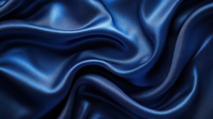 Fototapeta premium Deep royal blue fabric with a velvet-like texture draping elegantly across a surface, capturing light and creating a luxurious atmosphere in a stylish setting