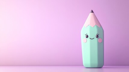 Cute pencil, pastel background, happy, stationery, education
