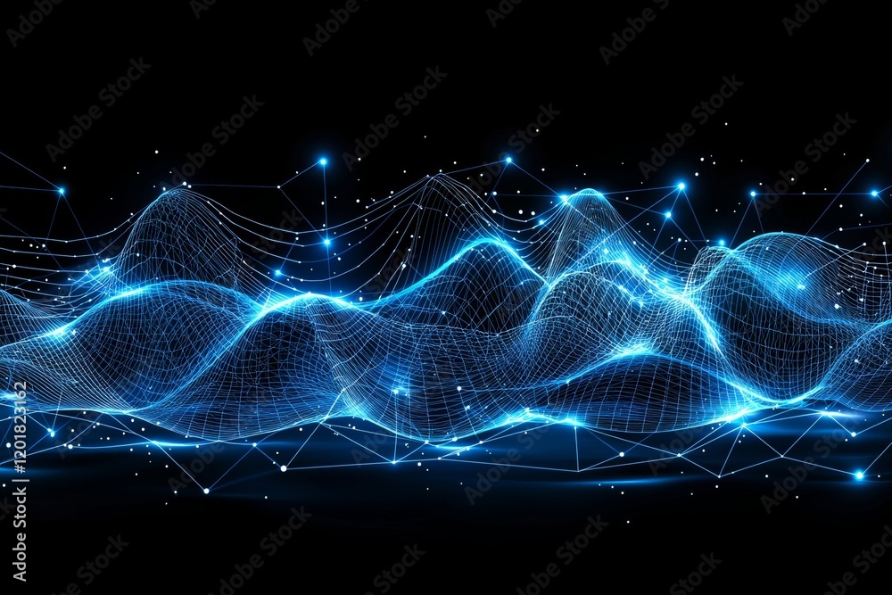 Poster abstract technology background, network connection structure, big data visualization, 3d rendering