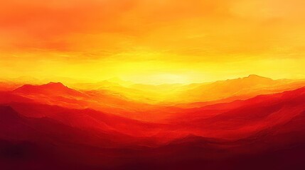 Vibrant orange sunset casts a golden hue over the mountains, creating a stunning visual spectacle in the evening sky, evoking a sense of tranquility and awe