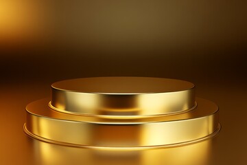 3D render of a golden podium with three levels 