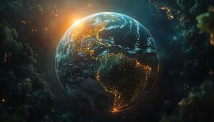 earth protection, globe with green solutions, ecofriendly environment, mother earth day theme, sustainable future, environmental awareness, generative AI nature visualization
