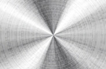 Obraz premium Shiny brushed metallic steel, aluminium circular background texture. Bright polished metal silver plate. Round shiny glossy stainless steel texture