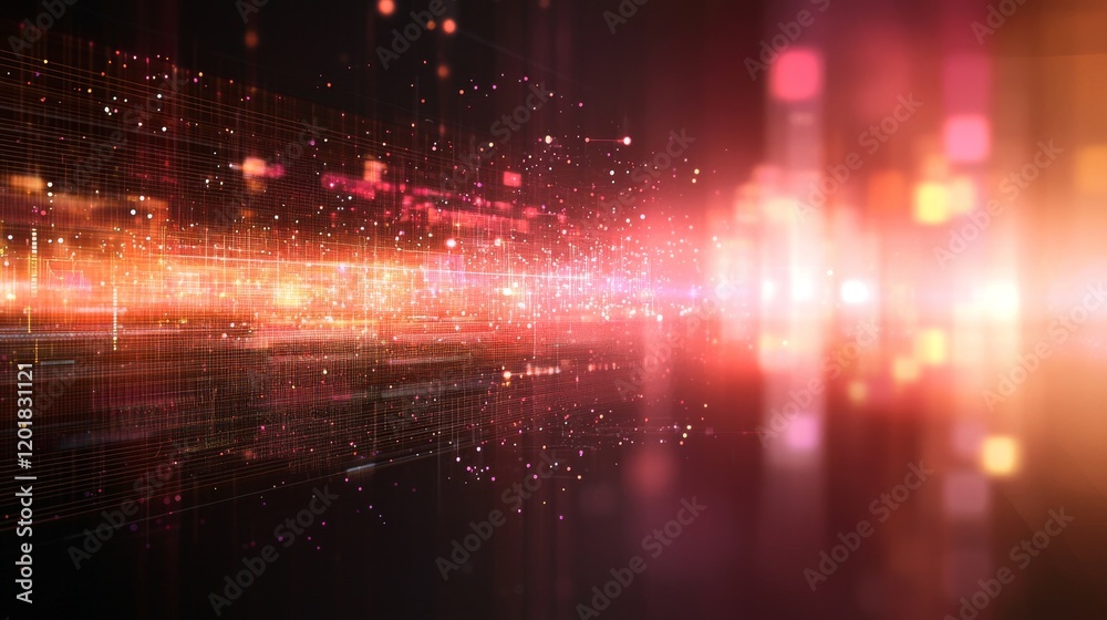 Poster dynamic data visualization featuring vibrant 3d sound waves in colorful motion on a dark background 