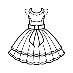 Fototapeta premium Elegant Princess Dress - Black and White Line Drawing