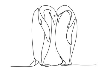 cute penguins love each other