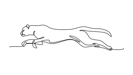 tiger hunt pose line art drawing