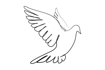 Minimalist line art drawing of sparrow for wall decoration