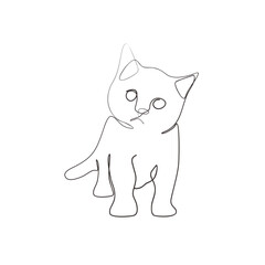 Line Art Cat or Kitten Drawing for wall decoration