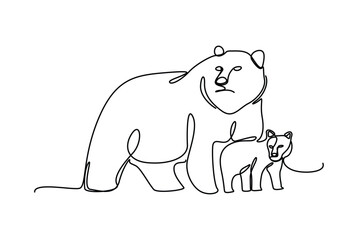 Bear line art drawing can be used for minimalist wall decoration