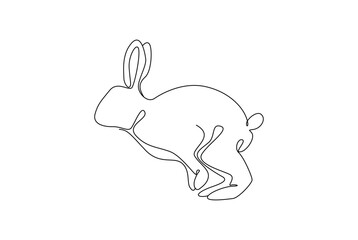 Cute rabbit line drawing art for wall decoration